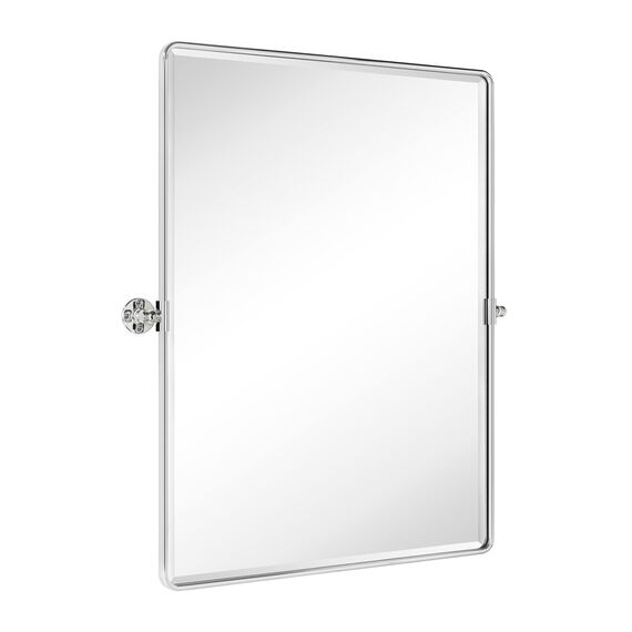 TEHOME Pivot Spiegel 76,2 x 101,6 cm, chrom, poliertes Nickel, Metallrahmen, rechteckig, schwenkbar, abgeschrägt, neigbar, für Wandmontage, vertikal, Vanity Spiegel für Badezimmer