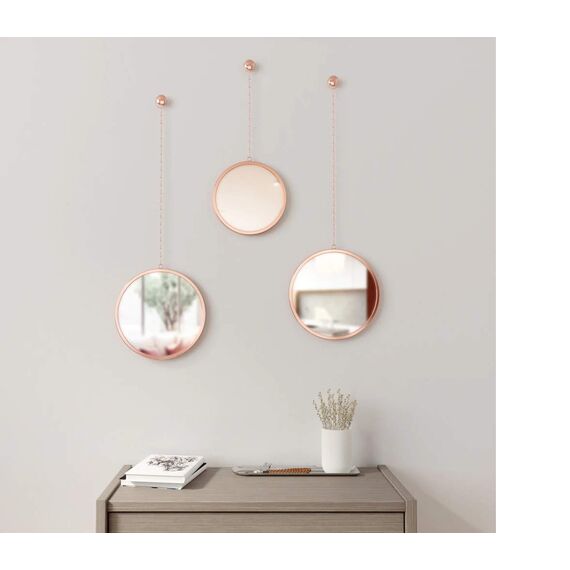 Umbra Dima 3-teiliger Wandspiegel und Wanddekoration, Metall, Kupfer, 7.6 x 24.1 x 24.1 cm