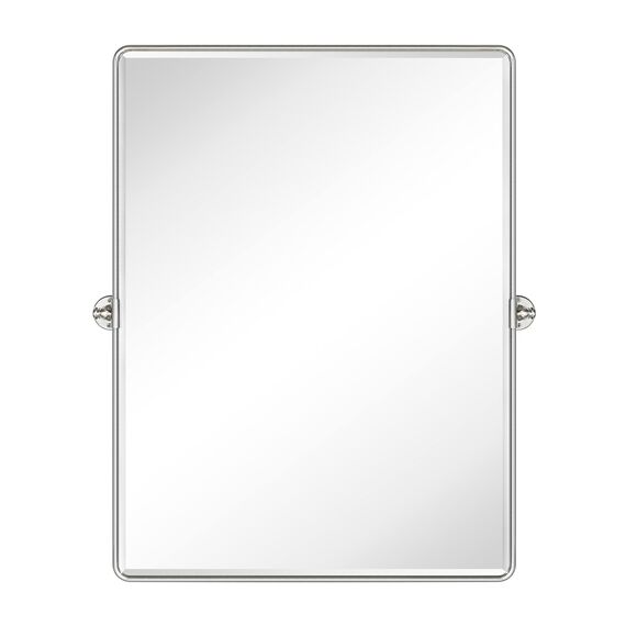 TEHOME 76,2 x 101,6 cm, Gebürstet Nickel Pivot Badezimmer Spiegel, Neigbar, Vanity Spiegel, Rechteck, Schwenkbar, Abgeschrägt, Gebürstet Silber Metallrahmen, Vertikal, für Wandmontage