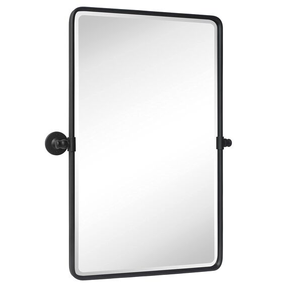 TEHOME Farmhouse, Pivot Rechteck, Badezimmer Spiegel, Schwarzer Metallrahmen, Schwenkbar, Abgeschrägt, Vanity Spiegel für Wand, 50,8 x 76,2 cm