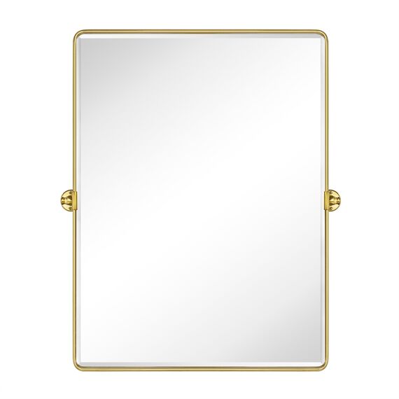 TEHOME 76,2 x 101,6 cm, Gebürstet Gold, Pivot Badezimmer Vanity Spiegel, 101,6 x 76,2 cm, Gebürstet Messing, Metallrahmen, Rechteck, Schwenkbar, Abgeschrägt, Vanity Spiegel für Wand