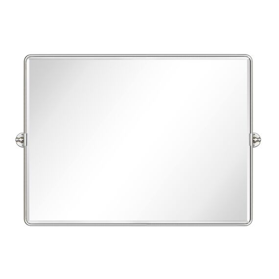 TEHOME 101,6 x 76,2 cm, Gebürstet Nickel, Horizontal, Pivot Spiegel, 76,2 x 101,6 cm, Metallrahmen, Rechteck, Schwenkbar, Abgeschrägt, Vanity Spiegel für Wand