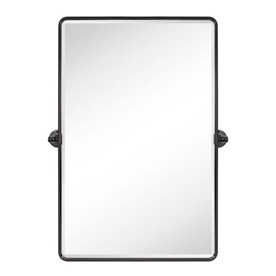 TEHOME Pivot Oil Rubbed Bronze Rectangle Bathroom Mirror Beveled Tilting Rectangular Bathroom Vanity Mirrors for Wall Vertical Wall Mounted Pivoting Mirrors, 25x35''