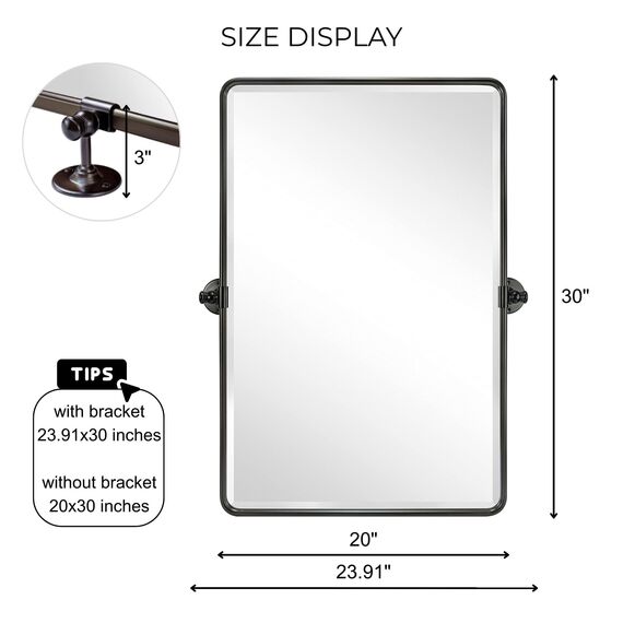 TEHOME 50,8 x 76,2 cm Pivot Rechteck Badezimmerspiegel Öl eingerieben Bronze Metall gerahmt Kippen abgeschrägte Schminkspiegel für Wand