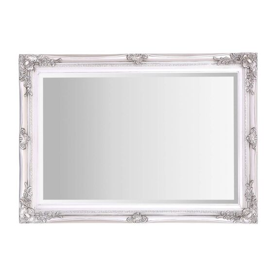 Select Mirrors Rennes Vintage Wandspiegel | Shabby Chic Barock Antik Französisches Design | Massivholzrahmen | Silber Glas abgeschrägte Kanten | Heimdekoration | (50 cm x 70 cm, Antiksilber)