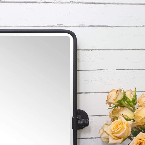 TEHOME Farmhouse, Pivot Rechteck, Badezimmer Spiegel, Schwarzer Metallrahmen, Schwenkbar, Abgeschrägt, Vanity Spiegel für Wand, 50,8 x 76,2 cm