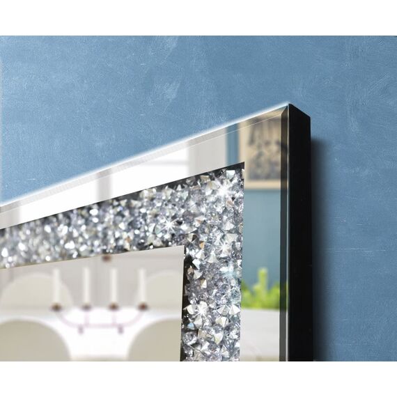 qmdecor Glänzender quadratischer Spiegel mit geschliffenen Diamanten, zur Wanddekoration, 50,8 x 50,8 x 2,5 cm, Rahmenlos, elegant, schön, glamouröser Spiegel für die Heimdekoration