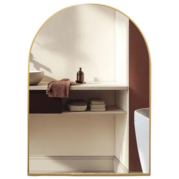 Neue Design Mood® Premium Arch Bathroom Mirror Gold Framed Wall Mounted, Arched Frame Modern & Stylish (70cm x 50cm)