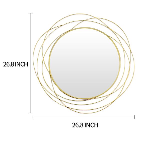 ironsmithn Wandspiegel, rund, dekorativer Spiegel, Kreis für Badezimmer, Waschtisch, Wohnzimmer oder Schlafzimmer, 68,1 x 68,1 cm, goldfarben