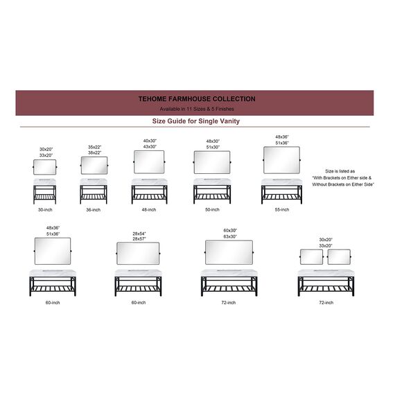 TEHOME 89,9 x 58,9 cm horizontaler Bauernhaus-Spiegel, mit schwarzem Metallrahmen, rechteckig, neigbar, abgeschrägte Kosmetikspiegel für die Wand