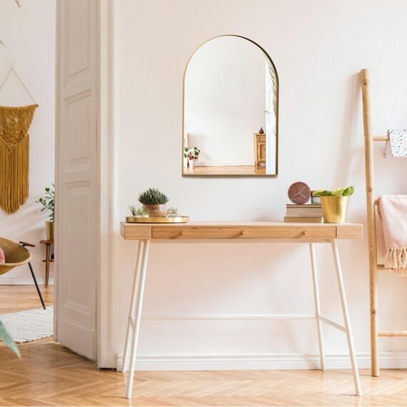 Neue Design Mood® Premium Arch Bathroom Mirror Gold Framed Wall Mounted, Recessed Arched Frame Modern & Stylish (70cm x 50cm)