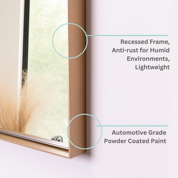 Neue Design Mood® Premium Arch Bathroom Mirror Gold Framed Wall Mounted, Recessed Arched Frame Modern & Stylish (50cm x 40cm)