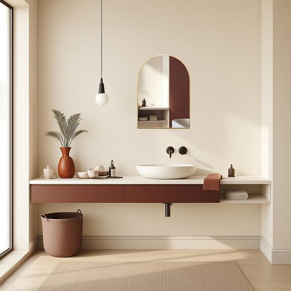 Neue Design Mood® Premium Arch Bathroom Mirror Gold Framed Wall Mounted, Arched Frame Modern & Stylish (70cm x 50cm)