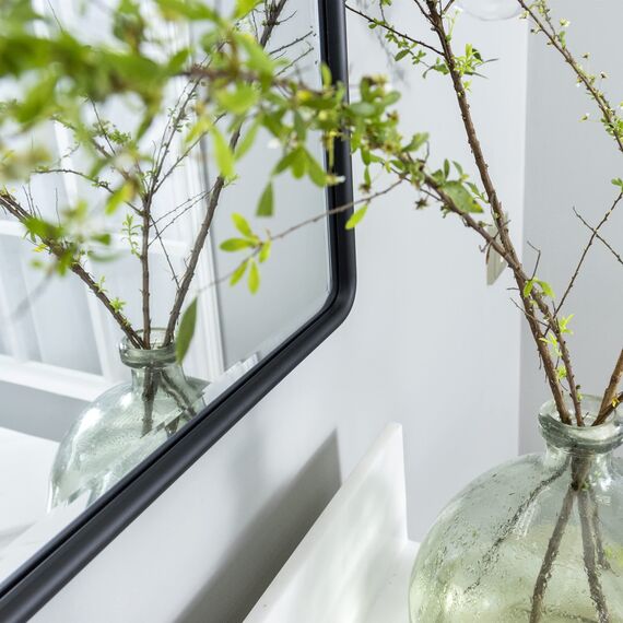 TEHOME 76,2 x 101,6 cm, Pivot Spiegel, Matt Schwarz, Neigen, Badezimmer Vanity Spiegel, Groß, Schwarzer Metallrahmen, Rechteck, Schwenkbar, Abgeschrägt, Vanity Spiegel für Wand, Vertikal, Hängend