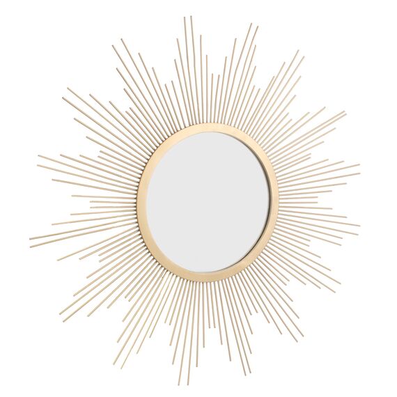 Stonebriar Round Decorative Antique Gold 23" Metal Starburst Hanging Mirror for Wall