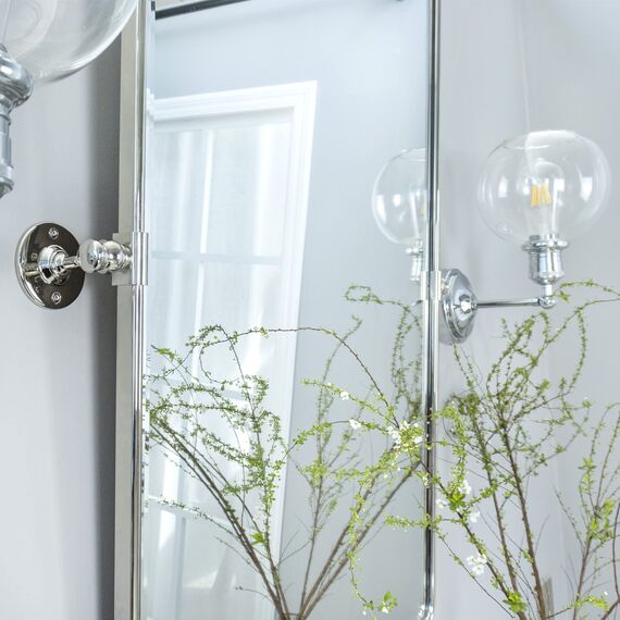 TEHOME Pivot Spiegel 76,2 x 101,6 cm, chrom, poliertes Nickel, Metallrahmen, rechteckig, schwenkbar, abgeschrägt, neigbar, für Wandmontage, vertikal, Vanity Spiegel für Badezimmer