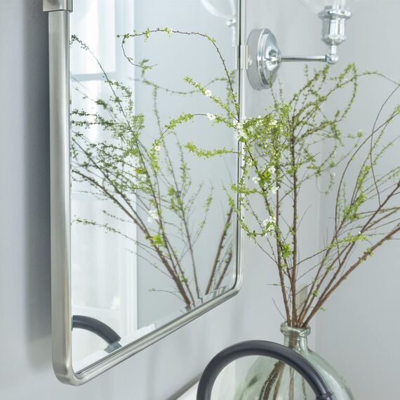 TEHOME 101,6 x 76,2 cm, Gebürstet Nickel, Horizontal, Pivot Spiegel, 76,2 x 101,6 cm, Metallrahmen, Rechteck, Schwenkbar, Abgeschrägt, Vanity Spiegel für Wand