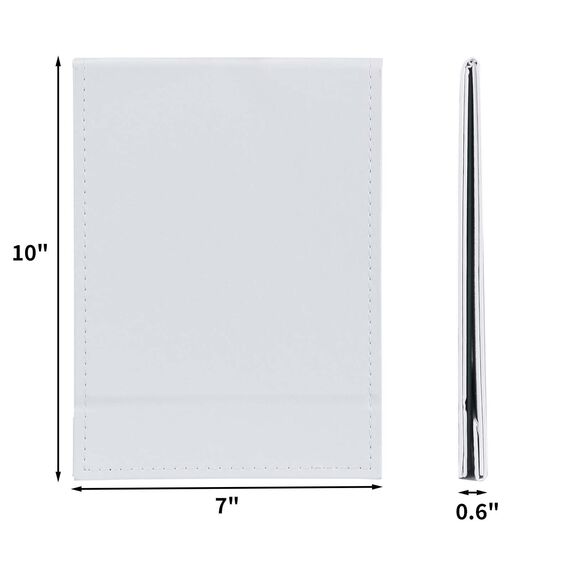 ZBEIVAN Tragbarer Faltbarer Make-up-Spiegel, rahmenloser PU-Leder-Schreibtischspiegel mit Ständer für Camping, Reisetisch, persönlich, 25,4 x 17,8 cm, Weiß