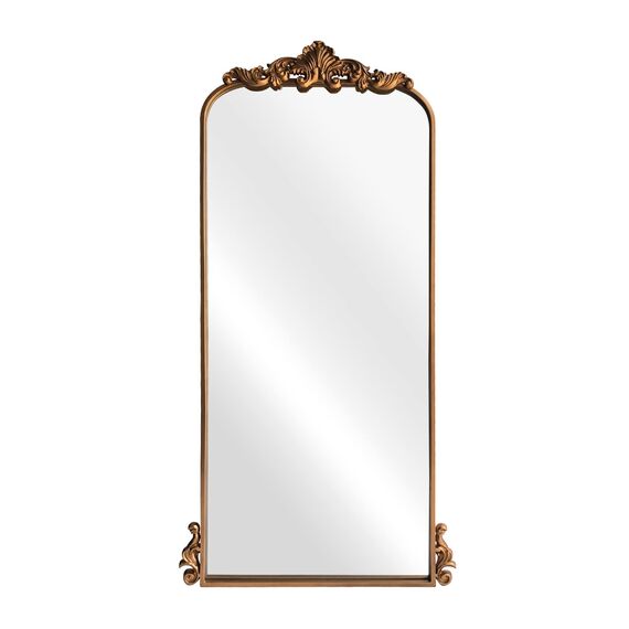 WAMIRRO Gewölbter Spiegel, Vintage, schwarz, traditioneller Vintage-Barockspiegel, antiker Messingspiegel für Eingang/Kamin/Wohnzimmer/Flur/Badezimmer, 55,9 x 121,9 cm, Gold