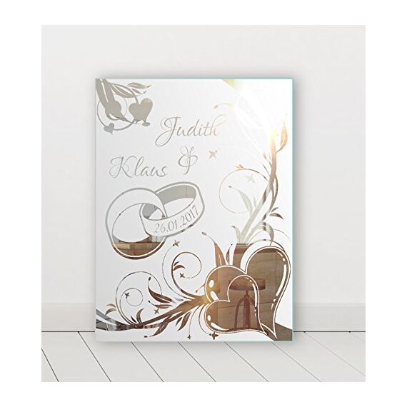 NiTec Olbernhau Motivspiegel Ehe 1 ★ Geschenk zur Hochzeit ★ Wedding ★ personalisiert (45x60cm)