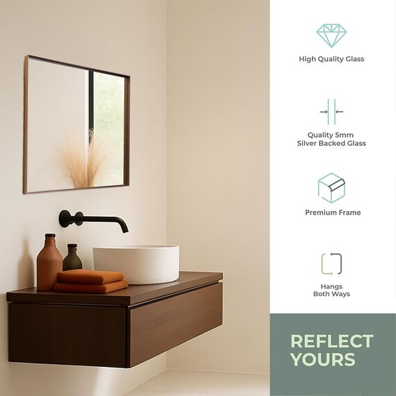 Neue Design Mood® Premium Rectangular Bathroom Mirror Gold Framed Wall Mounted, Recessed Rectangle Frame Modern & Stylish (70cm x 50cm)