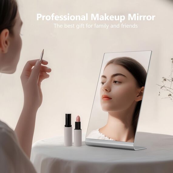 NEZZOE Moderner Make-up-Spiegel, 30,5 cm lang, Aluminium-Schreibtischspiegel, Körperspiegel für Schlafzimmer, Badezimmer, Büro, Wohnheim