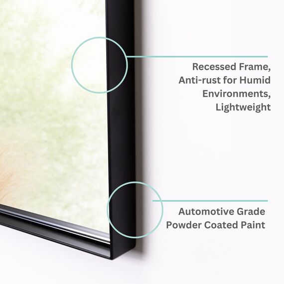 Neue Design Mood® Premium Rectangular Bathroom Mirror Black Framed Wall Mounted, Recessed Rectangle Frame Modern & Stylish (70cm x 50cm)