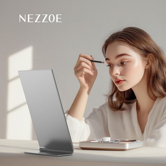 NEZZOE Moderner Make-up-Spiegel, 30,5 cm lang, Aluminium-Schreibtischspiegel, Körperspiegel für Schlafzimmer, Badezimmer, Büro, Wohnheim