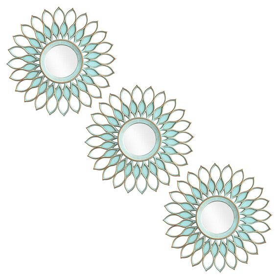 Aeveco Kleine runde dekorative Spiegel, 3 Stück, für Zimmer und Zuhause, grüne Kreisspiegel, Moderne Wanddekoration, Geschenke für Frauen und Mütter