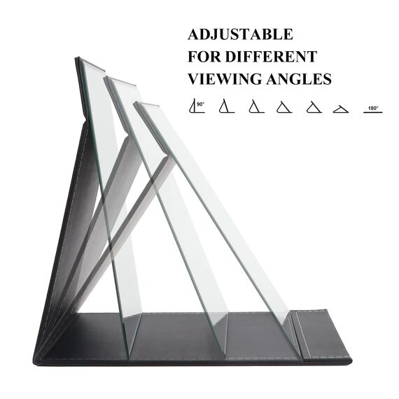 ZBEIVAN Extra großer tragbarer Faltbarer Make-up-Spiegel, rahmenloser Kosmetikspiegel aus PU-Leder mit Ständer für Schreibtisch, Tisch, Camping, Reisen, persönlich, 30,5 x 22,9 cm, Schwarz