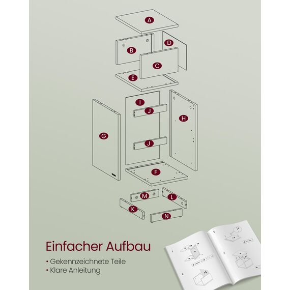 VASAGLE Kailyn Kollektion - Nachttisch 2er Set, schmal, Beistelltisch 2 Schubladen, offenes Fach nach Links oder rechts flexibel montierbar, Schlafzimmer Wohnzimmer, wolkenweiß LET856W01