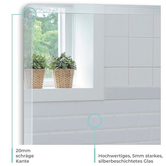 Neue Design Schöner achteckiger Badezimmerspiegel, modern und stylish, mit abgerundeten Kanten, Wandbefestigung, Badspiegel, Wandspiegel (50cm x 40cm)