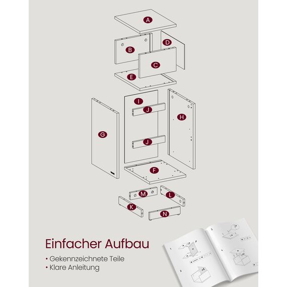 VASAGLE Kailyn Kollektion - Nachttisch 2er Set, schmal, Beistelltisch 2 Schubladen, offenes Fach nach Links oder rechts flexibel montierbar, Schlafzimmer Wohnzimmer, ebenholzschwarz LET856B56