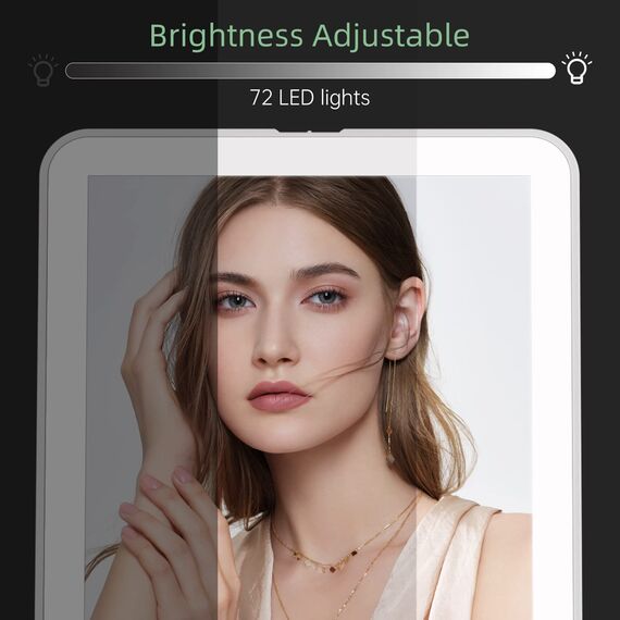 FUNTOUCH Wiederaufladbarer Schminkspiegel mit Beleuchtung, 72 LED Beleuchteter Kosmetikspiegel,3-Farben Dimmbarer Touchscreen,Tragbarer Spiegel, Faltbarer Makeup Reisespiegel(mit Aufbewahrungstasche)