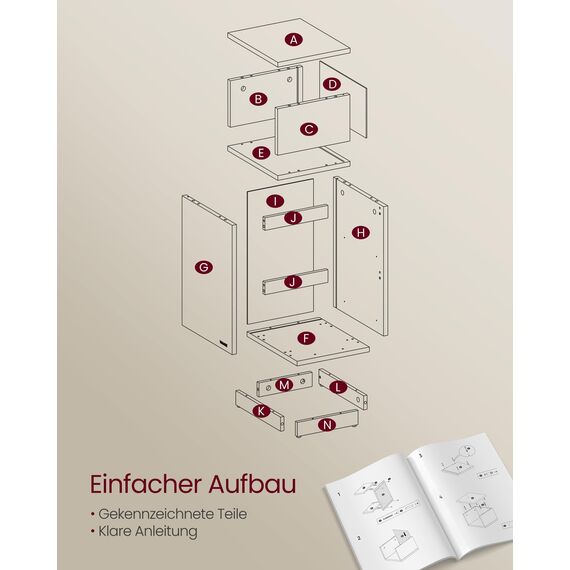 VASAGLE Kailyn Kollektion - Nachttisch, schmal, Beistelltisch 2 Schubladen, offenes Fach nach Links oder rechts flexibel montierbar, Schlafzimmer Wohnzimmer, naturbeige-wolkenweiß LET656N01
