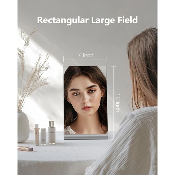 NEZZOE Moderner Make-up-Spiegel, 30,5 cm lang, Aluminium-Schreibtischspiegel, Körperspiegel für Schlafzimmer, Badezimmer, Büro, Wohnheim