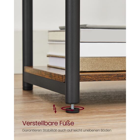 VASAGLE Beistelltisch, Nachttisch mit Steckdose, schmal, 2 AC-Anschlüsse, 2 USB-Anschlüsse, 30 x 34 x 58 cm, für Wohnzimmer, Schlafzimmer, vintagebraun-schwarz LET375B01