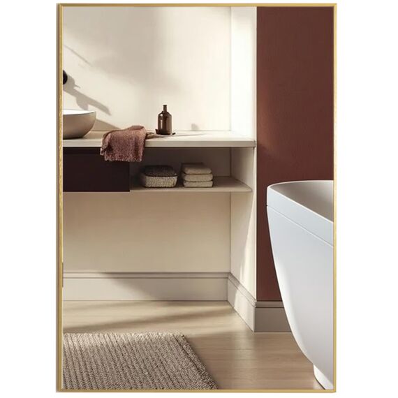 Neue Design Mood® Premium Rectangular Bathroom Mirror Gold Framed Wall Mounted, Rectangle Frame Modern & Stylish (70cm x 50cm)