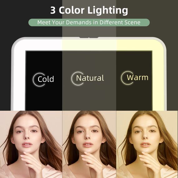 FUNTOUCH Wiederaufladbarer Schminkspiegel mit Beleuchtung, 72 LED Beleuchteter Kosmetikspiegel,3-Farben Dimmbarer Touchscreen,Tragbarer Spiegel, Faltbarer Makeup Reisespiegel(mit Aufbewahrungstasche)