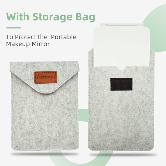 FUNTOUCH Wiederaufladbarer Schminkspiegel mit Beleuchtung, 72 LED Beleuchteter Kosmetikspiegel,3-Farben Dimmbarer Touchscreen,Tragbarer Spiegel, Faltbarer Makeup Reisespiegel(mit Aufbewahrungstasche)