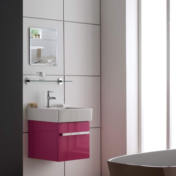 Neue Design Schöner quadratischer Badezimmerspiegel, modern und stylish, mit abgerundeten Kanten, Wandbefestigung, Badspiegel, Wandspiegel, Spiegel 40 x 40cm