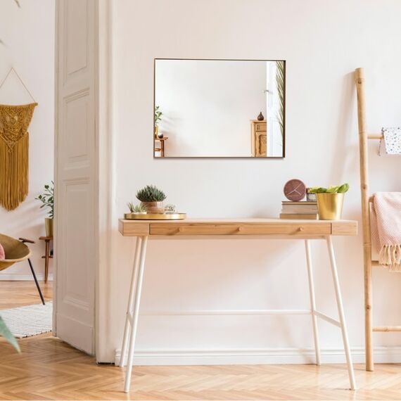 Neue Design Mood® Premium Rectangular Bathroom Mirror Gold Framed Wall Mounted, Recessed Rectangle Frame Modern & Stylish (70cm x 50cm)