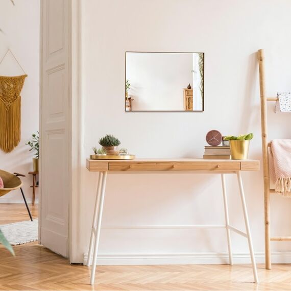 Neue Design Mood® Premium Rectangular Bathroom Mirror Gold Framed Wall Mounted, Recessed Rectangle Frame Modern & Stylish (50cm x 40cm)