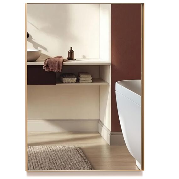 Neue Design Mood® Premium Rectangular Bathroom Mirror Gold Framed Wall Mounted, Recessed Rectangle Frame Modern & Stylish (50cm x 40cm)