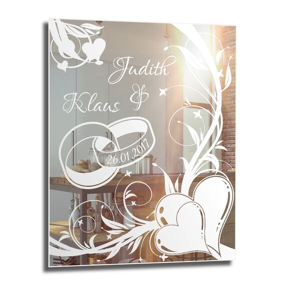 NiTec Olbernhau Motivspiegel Ehe 1 ★ Geschenk zur Hochzeit ★ Wedding ★ personalisiert (30x40cm)