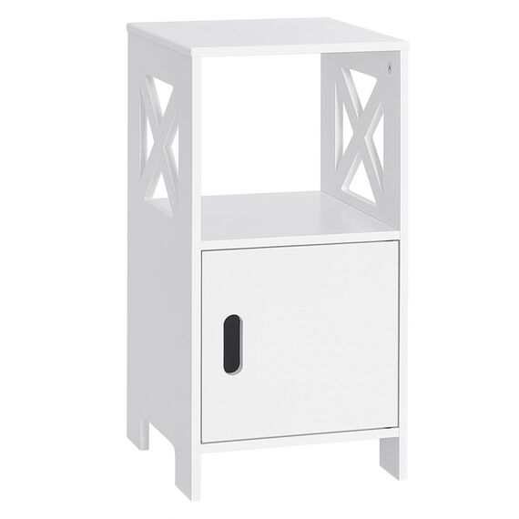 WOLTU 2er Set Nachttisch schmal Weiß, Nachtschrank mit 1 offenem und 1 Fach mit Tür, 30x60x30 cm, modernes Nachtkästchen, als Beistelltisch Sofatisch, für Schlafzimmer Wohnzimmer TSR166ws-2