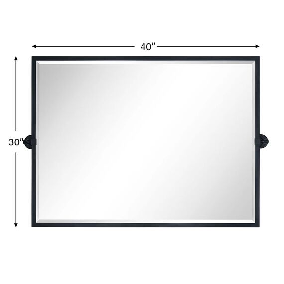 TEHOME Schminkspiegel für Badezimmer, 101,6 x 76,2 cm, mattschwarz, mit Metallrahmen, quadratischer Kante, rechteckig, neigbar, abgeschrägt, für die Wand