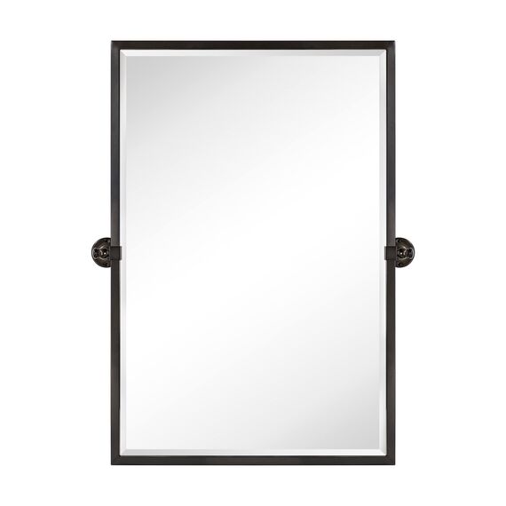 TEHOME Oil Rubebd Badezimmerspiegel mit Metallrahmen, schwenkbar, abgeschrägt, für die Wand, insgesamt 70,9 x 91,4 cm, bronzefarben (Spiegel 61 x 91,4 cm)