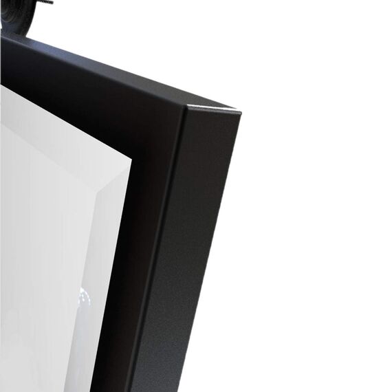 Badezimmerspiegel mit Metallrahmen, schwenkbar, rechteckig, neigbar, abgeschrägt, Kosmetikspiegel für die Wand, insgesamt 60,7 x 61 cm, Spiegel 50,8 x 61 cm, Schwarz