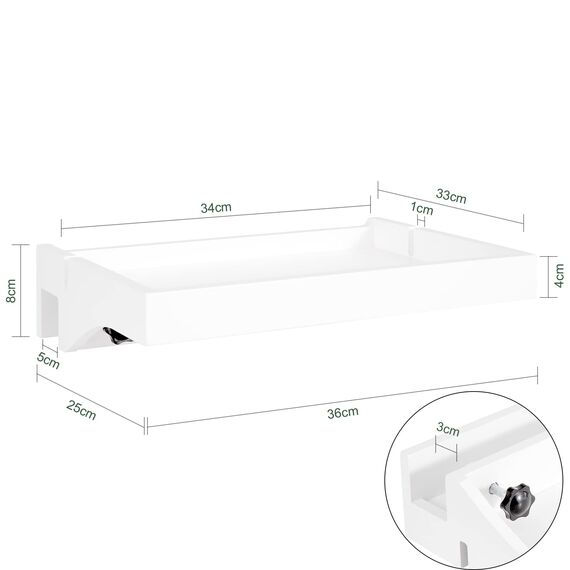 SoBuy Klemmregal fürs Bett mit Kabelführung - Bambus-Nachttisch für Bücher, Smartphones & Brillen, 36x25x9cm Weiß NKD01-W